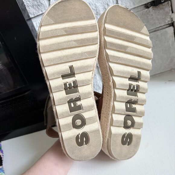 Sorel Women's Cameron Flatform Chunky Sandals Ankle Strap Olive Green Brown 10 - Picture 7 of 8